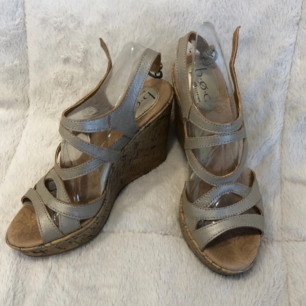 Gold Cork Sandal Wedges